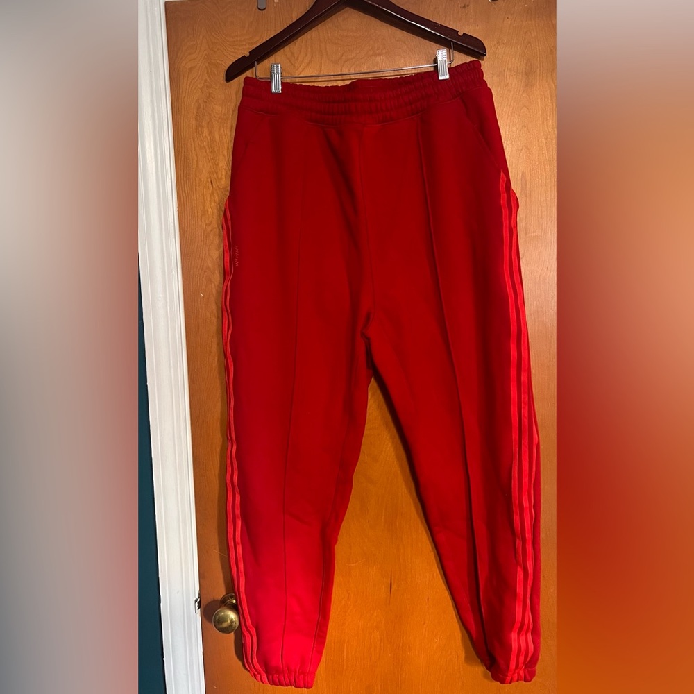 ❤️ Adidas x Ivy Park Red Joggers w/ Orange Stripes – XL | Unisex | Cozy Luxe